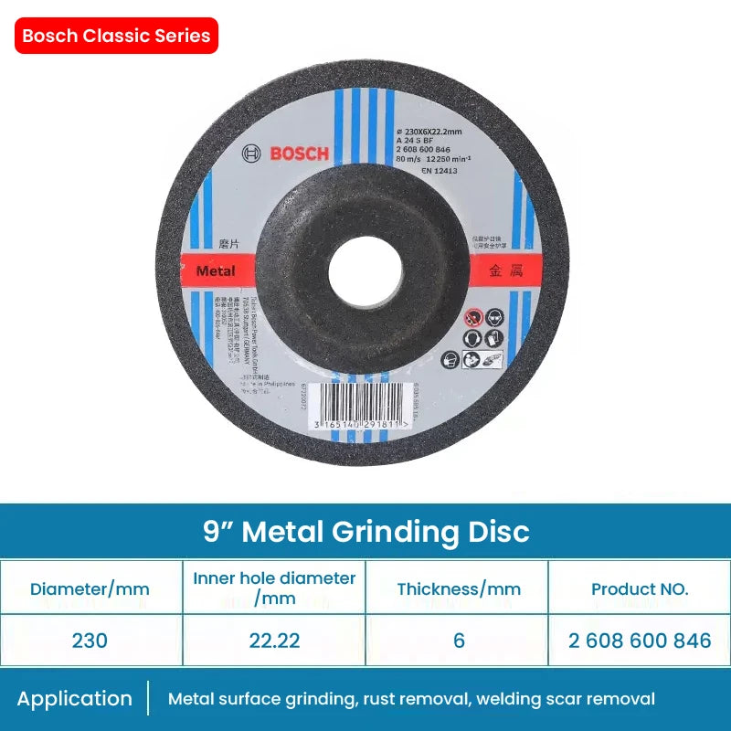 Bosch Metal Grinding Wheel Cutting Disc Classic Series Angle Grinder Accessories 100/125/150/180/230/305/355/400mm Cutting Wheel
