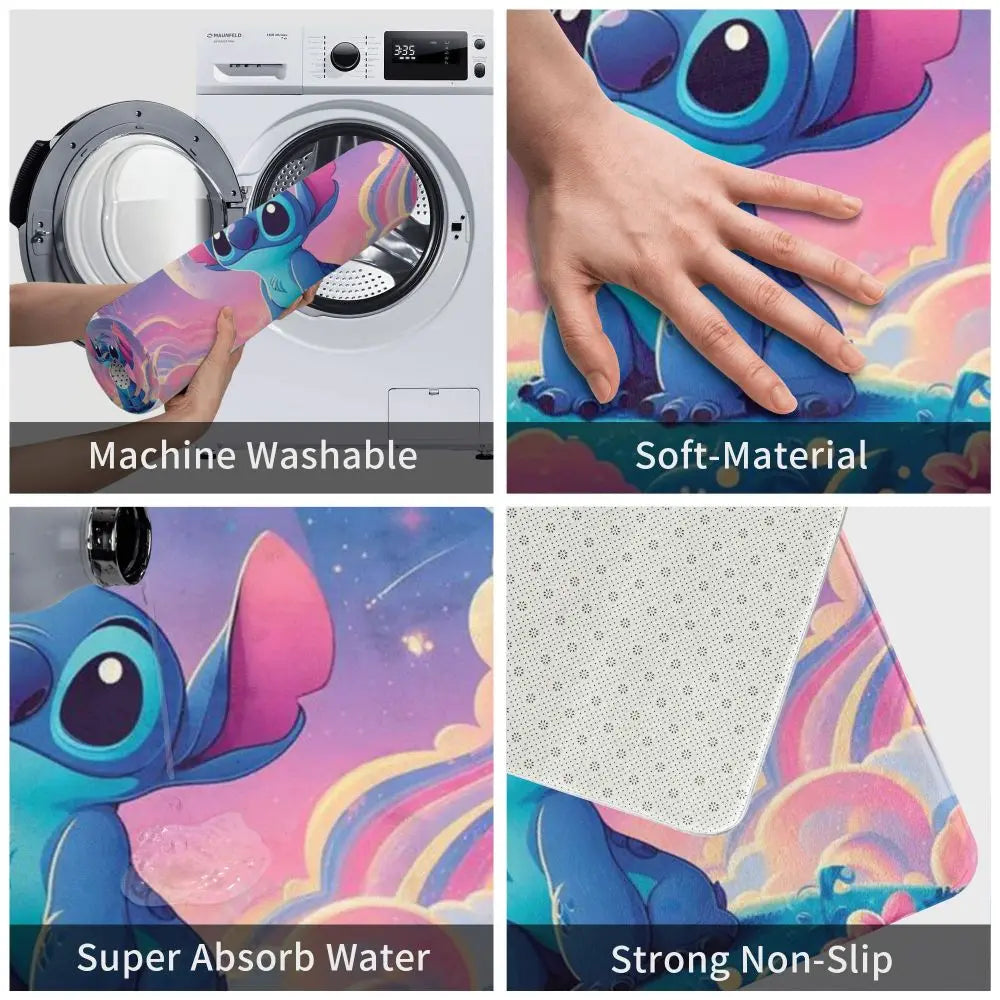 Custom Cartoon Stitch Floor Door Kitchen Bathroom Mat Anti-Slip Outdoor Doormat Bedroom Balcony Entrance Rug Carpet Footpad