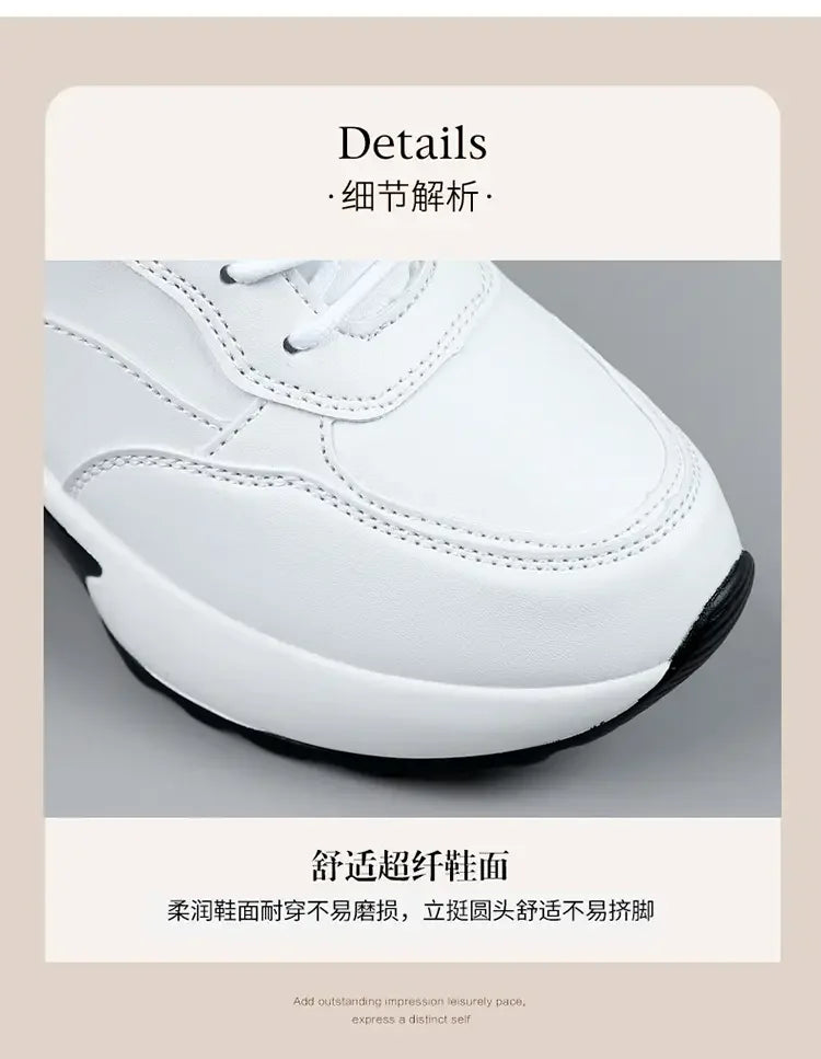 Women Sneakers Thick Soled White Height Increasing High-quality Sports Trend Fashion Walking Breathable Casual Shoes for Women