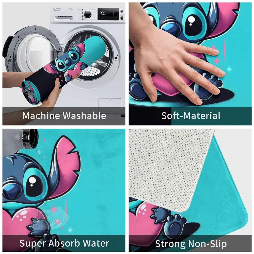 Custom Cartoon Stitch Floor Door Kitchen Bathroom Mat Anti-Slip Outdoor Doormat Bedroom Balcony Entrance Rug Carpet Footpad