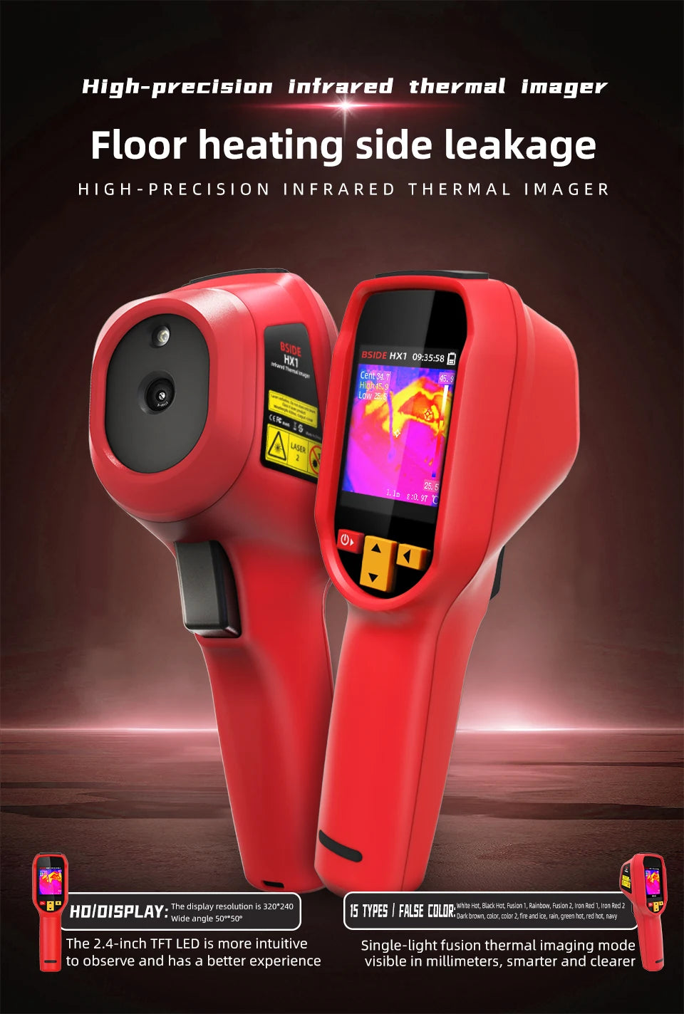 Wärmebildkamera 2025: BSIDE Handheld Thermal Imaging - 240X240 Temperatur-Messgerät für PCB, Automobil und Pipeline-Inspektion