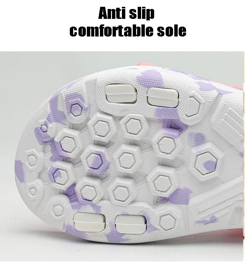 Sandalen Mädchen 2025 - Weiche Sohlen Casual Schuhe Modische Prinzessin - Neue Blumen Rosa Flache Schuhe Rutschfest Strand Kinder 7-13J