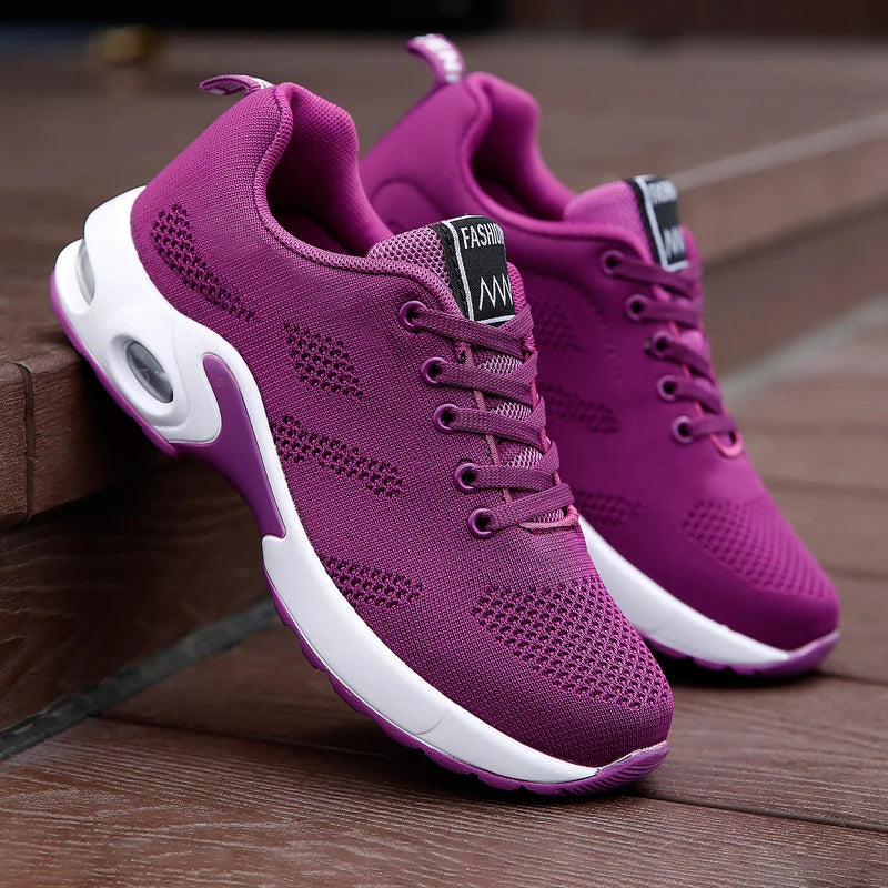Women Casual Shoes Breathable Walking Mesh Flat Shoes Platform Sneakers Women Tenis Gym Vulcanized Shoes White Female Footwear