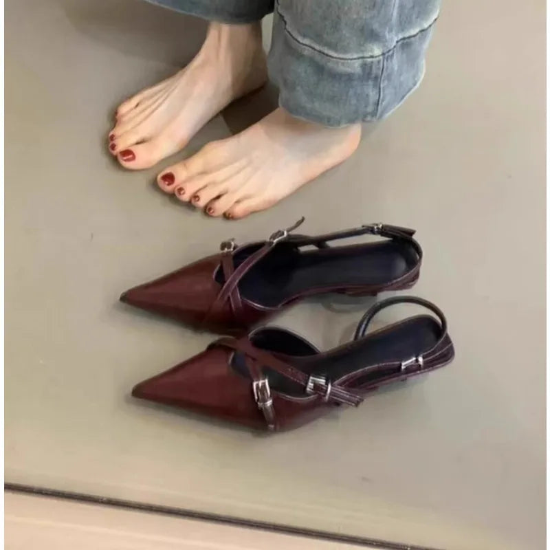 Elegant Party Dress Shoes for Women Sandals Women's Pointed Toe Heels Designer Stripper Shoe Talon Low Heels Pumps Zapatos