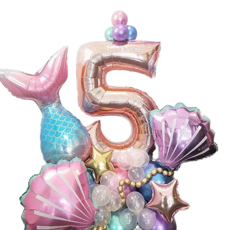 Rose Gold Crown Digital Balloon Set 32inch Number Balloons Foil Ballon Happy Birthday Party Decoration Baby Shower Supplies