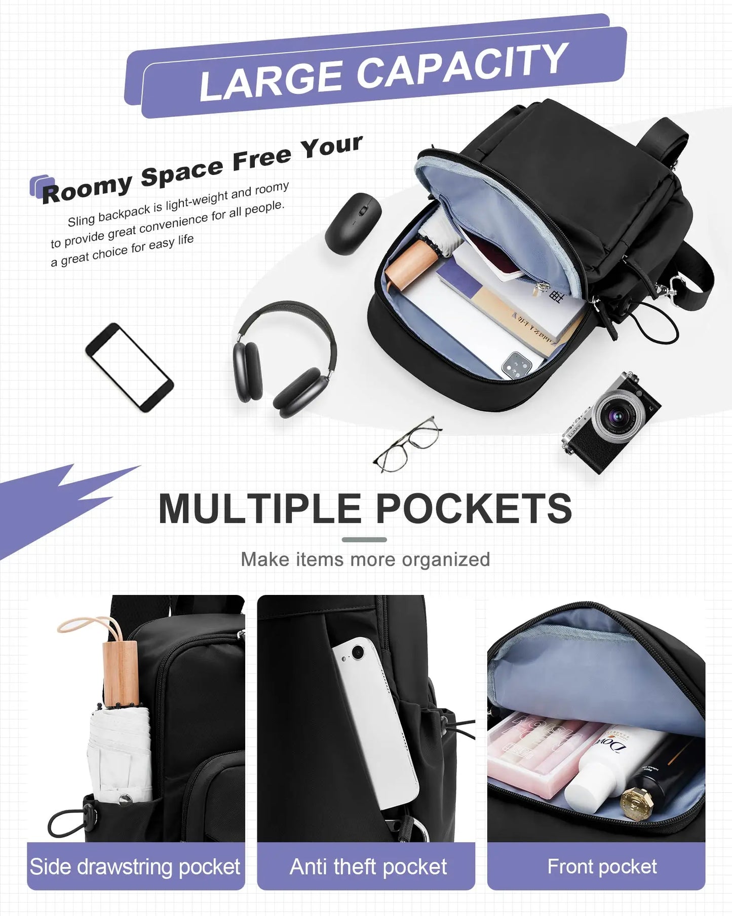 Versatile Chest Bag for Men Women Casual Sports Crossbody Bag Fashion Small Shoulder Bag with USB Charging Large Capacity Waist