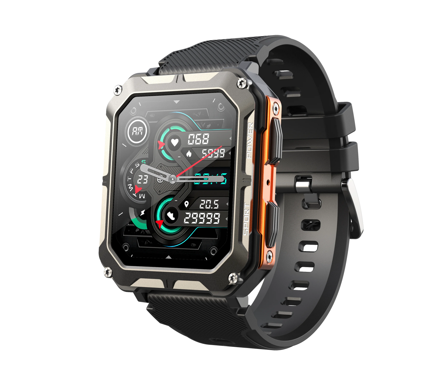 C20Pro Sports Smart Watch Männer Bluetooth Anruf Smartwatch IP68 Wasserdicht Multi Sports Mode Gesundheitsüberwachung Militär Smartwatch