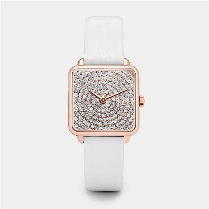 Luxuriöse Strass Damenuhren - Top Marke Elegante Quadratische Analog Quarz Uhr - Modische Damenuhr Geschenk