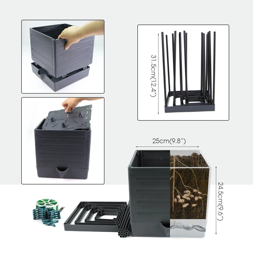 Self Watering Tomato Cages w/ Trellis Cultivation Box Climbing Plant and Vegetable Planter Patio Gardening Container Tall Square