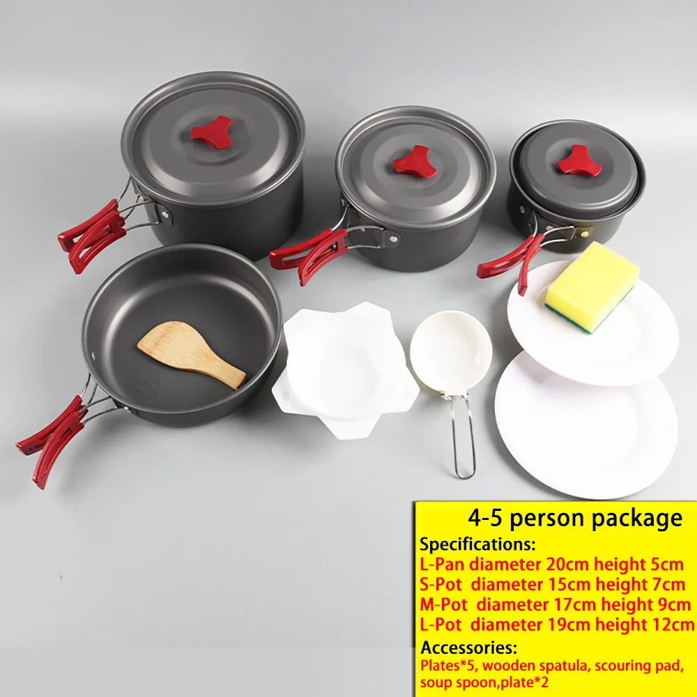 Outdoor camping cookware folding outdoor non stick pot boiling water outdoor set pot portable camping cookware tableware