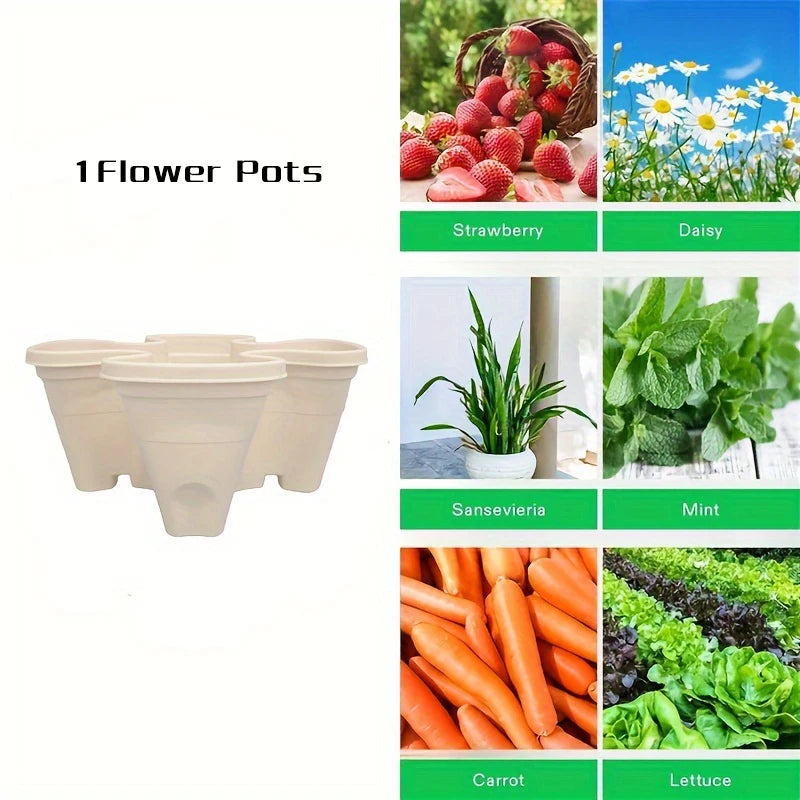 Vertical Plantation Tower Style Garden, Stackable Herb Garden Plantation, Vegetable Planting Pot, Petal Shaped Flower Pot