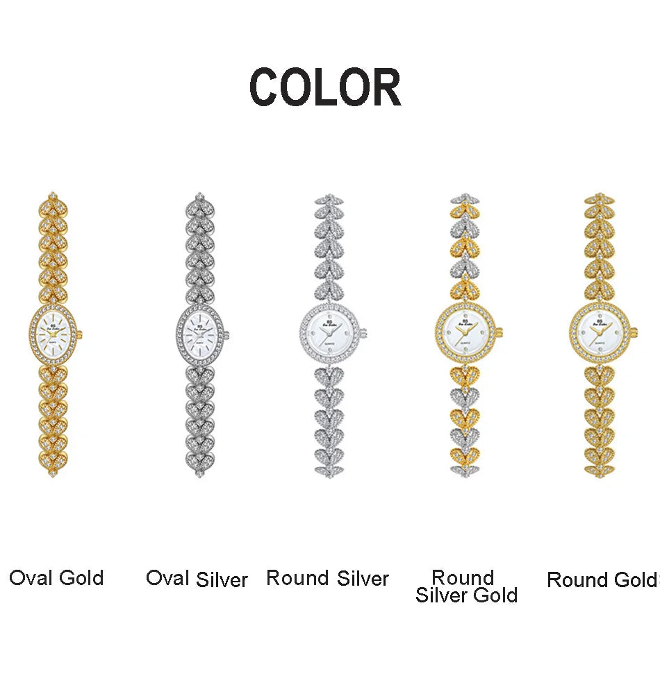 Uhren Frauen Luxus Vintage 2025 - Elegant Golden Armband Damen Uhr - Gold Strass Quarz Armbanduhren Geschenke Frauen Reloj