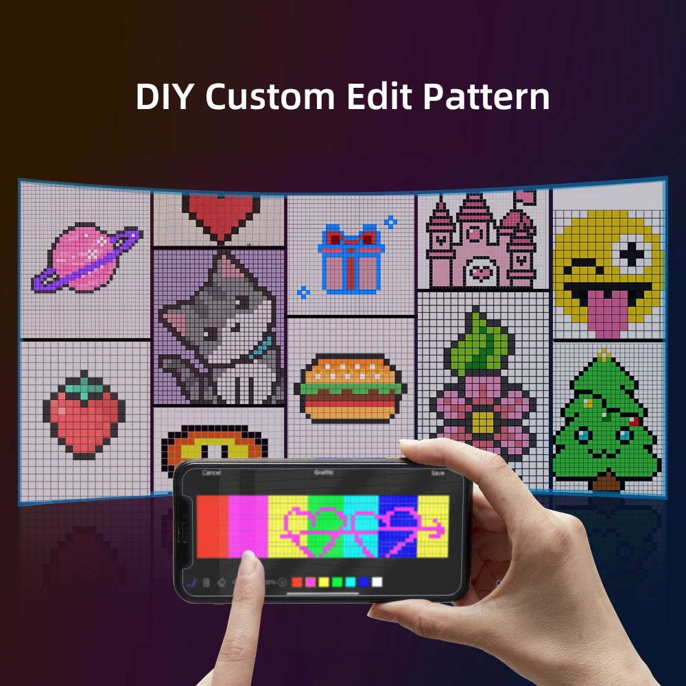 LED-Matrix-Pixel-Panel, Scrollendes Helliges Werbe-LED-Schild, Flexibles USB 5V LED-Auto-Schild Bluetooth-App-Steuerung