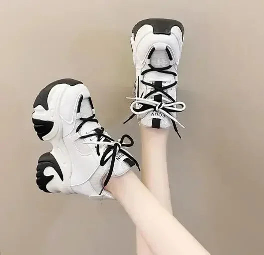 Fashion Sneakers For Women 11CM Platform Chunky Casual Shoes High Quality Autumn Woman Tenis Female Walking Trainers Thick Sole