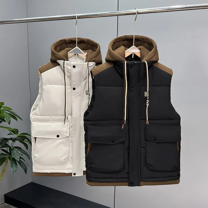 Fujian Herren-Weste abnehmbar Kapuze - Baumwolle, warm, L