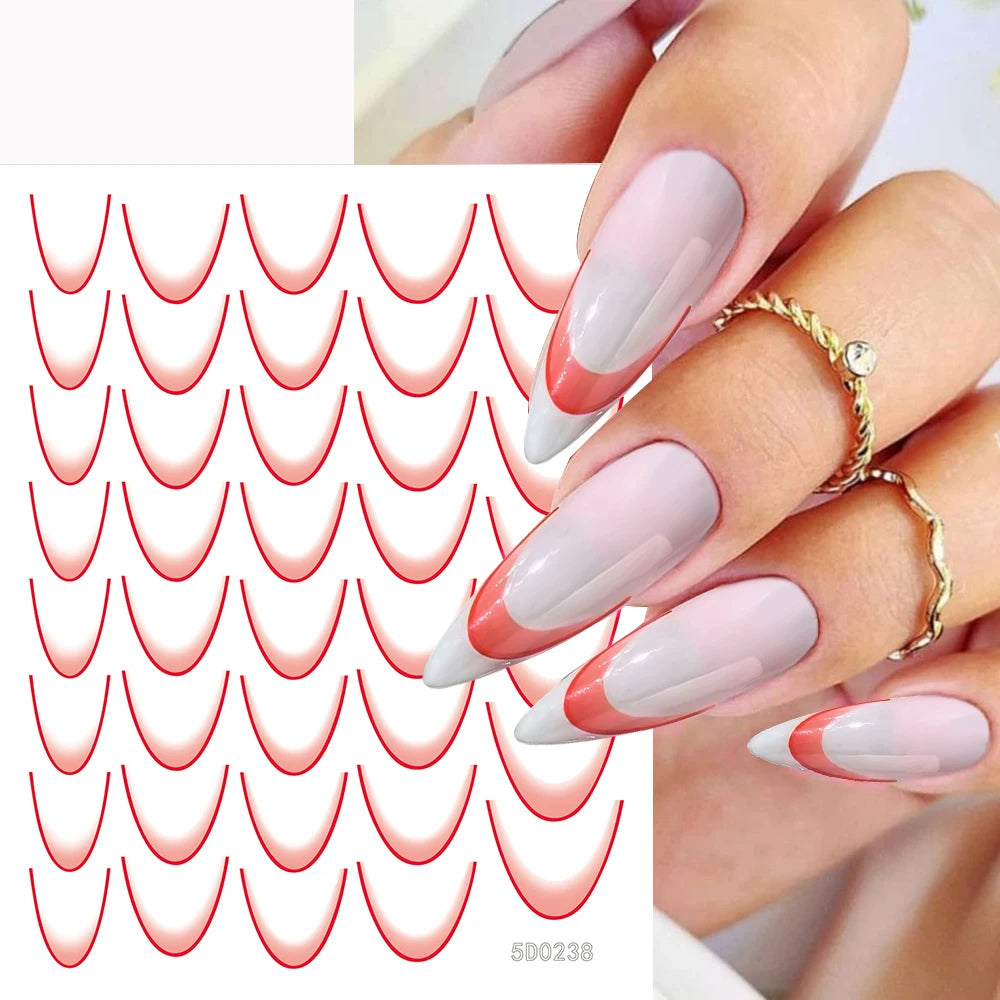 Set de autocolante MAFANAILS cu gradient francez - 14 piese 5D