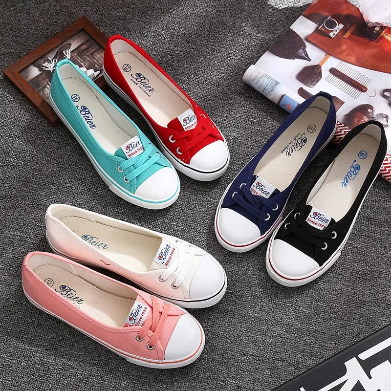 Women Shoes Fashion Comfortable Sports Sneakers Female Flats Trend Breathable Casual Canvas Shallow Shoes Women's Sneakersisd34