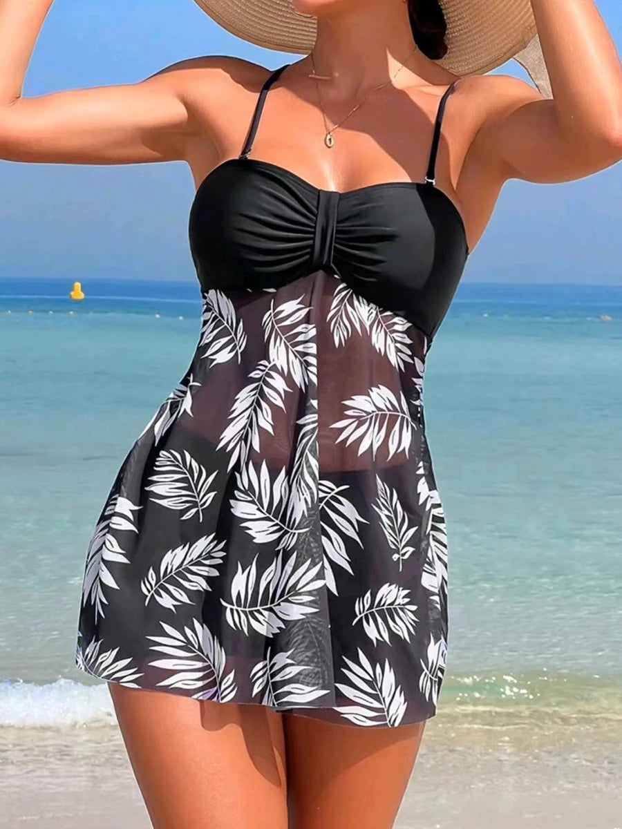 Tankini-Set 2025: lyric Short Dress Tankini With Shorts Swimsuit Women Swimwear - Female Padded Printed Bathing Swim Suit Swimming Beachwear Summer Collection