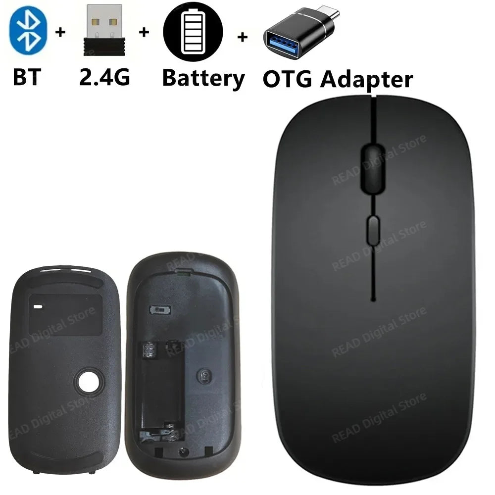 Wireless Maus Slim Bluetooth-kompatibel 2.4G Computer-Mäuse Portable Rechargeable/Battery Cordless Maus für iPad Laptop Desktop