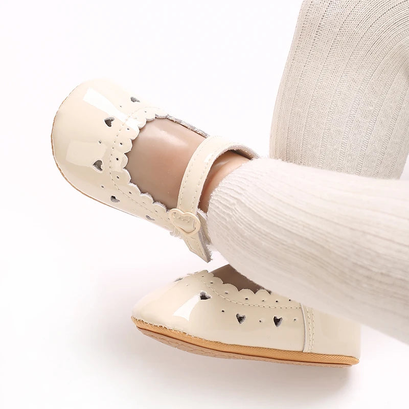 Einfarbige Baby Mädchen Mary Jane Schuhe 2025 - Weiche Gummisohle Anti-Rutsch - Frühling Herbst Prinzessin Schuhe 0-18M