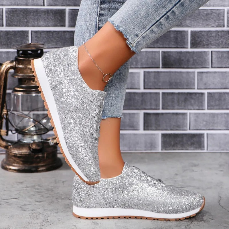 Sneakers Women Casual Shoes Women Fashion Autumn Sequin Sneakers Women Shallow Platform Vulcanize Shoes Zapatillas De Mujer