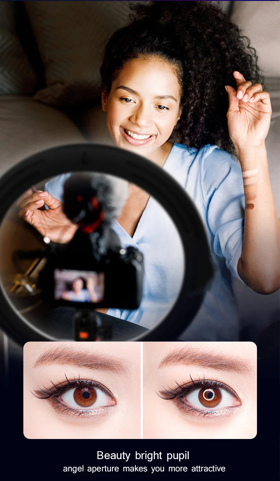 Inel luminos 2025: Trepied RGB pentru selfie de 12 inch și 30 cm - Suport telefon, fotografie, LED, colecție de machiaj