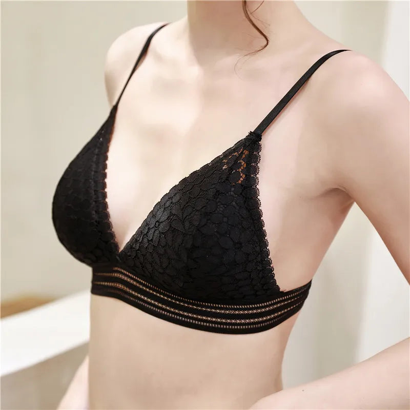 elegant Floral Lace Bra Top For Women Push Up Female Lingerie breathable Bralette Removable Pad Thin Fashion New Wireless Bras