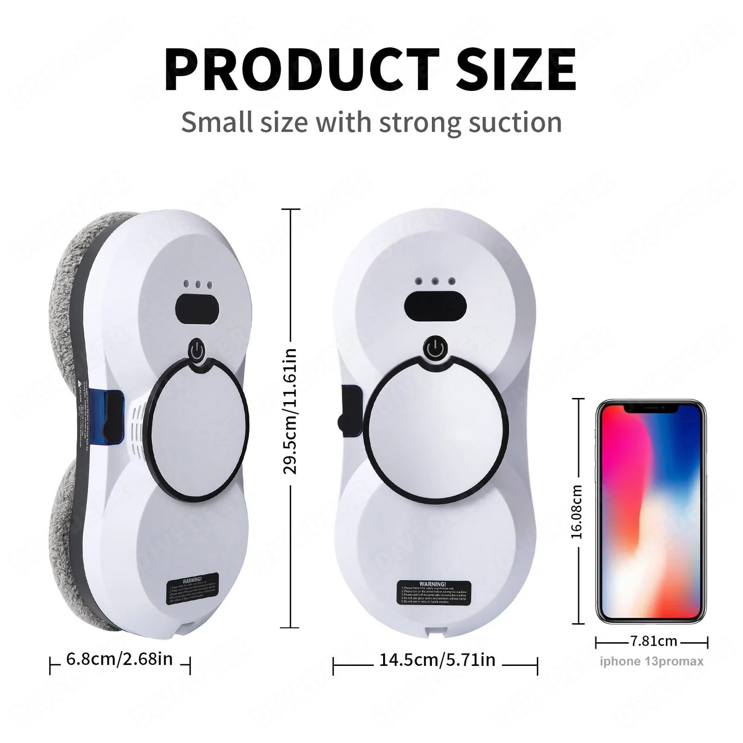 Robot de curățare a geamurilor DIVEDEER - Putere mare de aspirare, funcție de pulverizare, electric, anti-cădere, telecomandă, aspirator