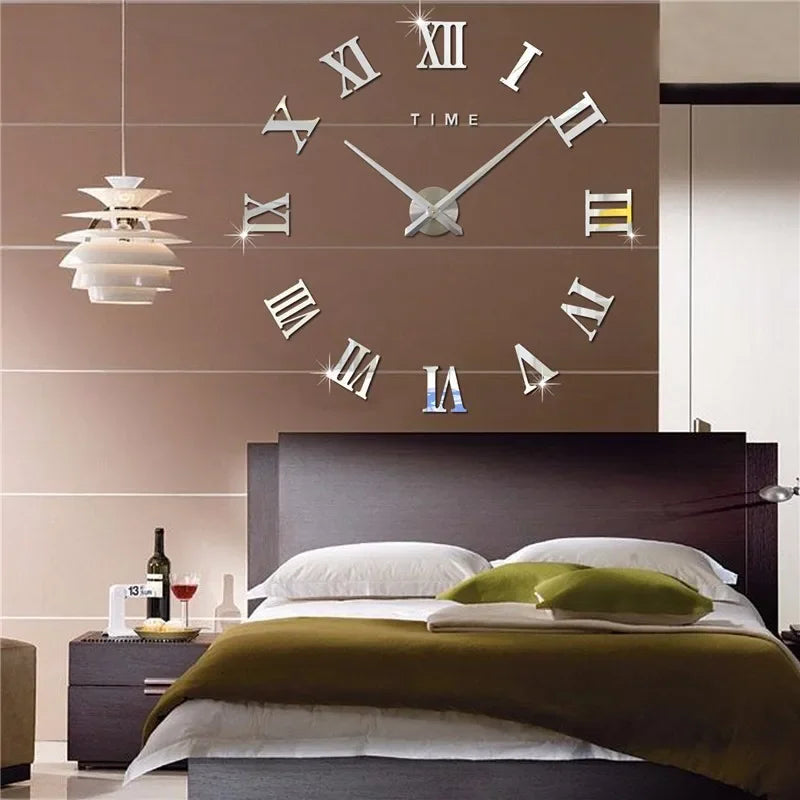 DIY Simple Modern Design Digital Clock Silent Wall Clock Office Living Room Home Wall Decoration Punch-Free Wall Sticker Clock