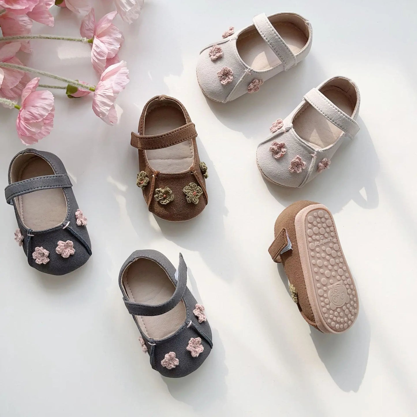 Mädchen Schuhe 2025 - Frühling Baby Prinzessin Koreanische Edition Blumen - Elastik Band Weiche Sohle Sneakers 1-3J