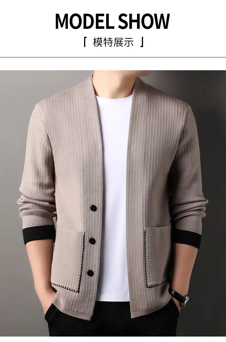 CN Cardigan Einfarbig - V-Ausschnitt, Polyester, Einreihiger Verschluss