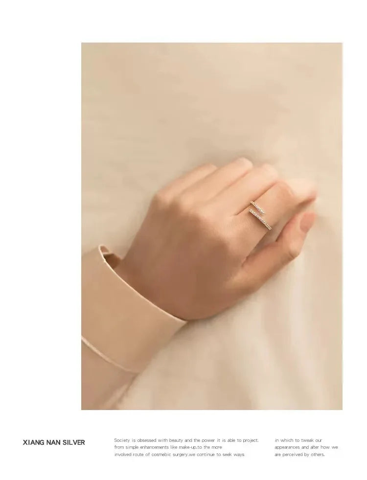 REETIC Ring Verstellbar Zirkon - 925 Sterling 2 g Offen
