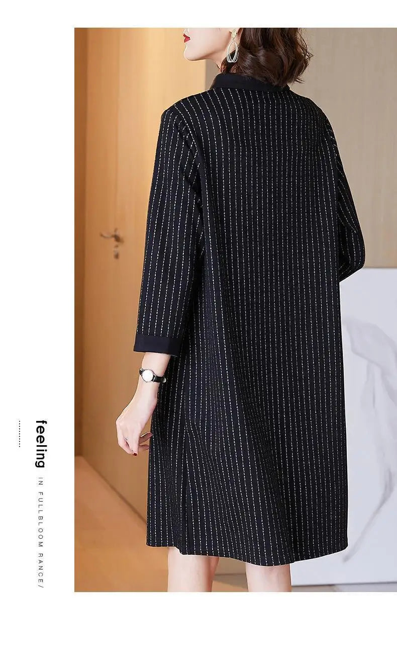 Your Wife's Plus Size Women's Dress for Spring and Autumn High-end Mothers Covering Flesh and Slimming Bottom Layer Shirt