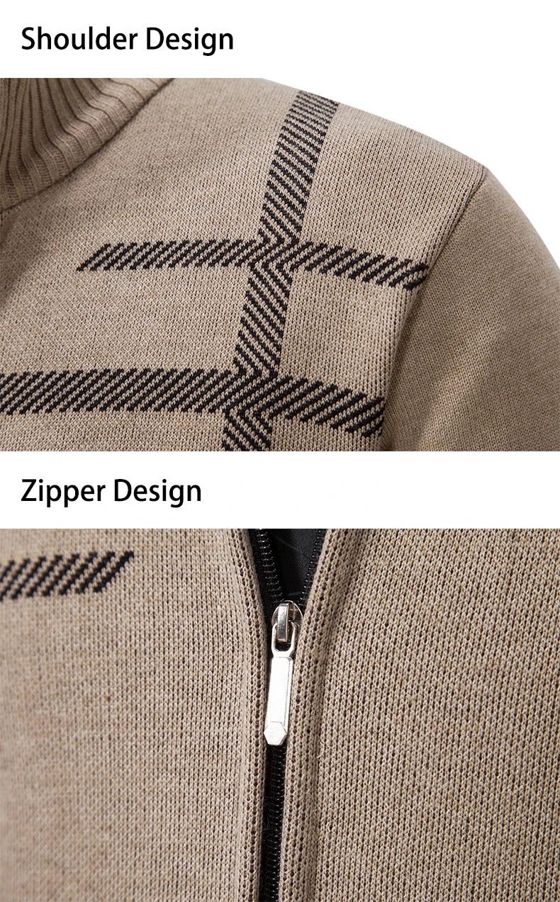 ENWEIGEM Strickjacke Rollkragen - Polyester Fleece Taschen