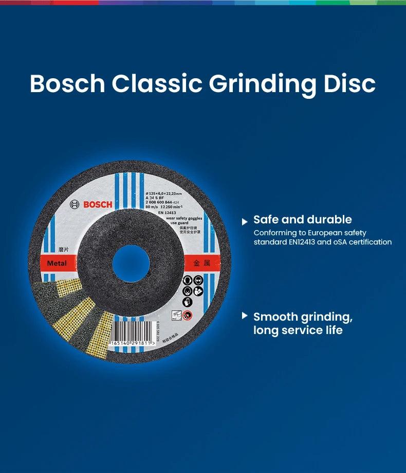 Bosch Metal Grinding Wheel Cutting Disc Classic Series Angle Grinder Accessories 100/125/150/180/230/305/355/400mm Cutting Wheel