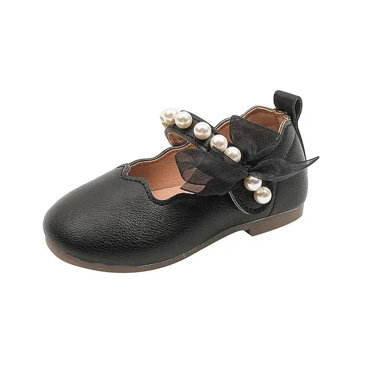Mädchen Performance Schuhe 2025 - Frühling Herbst Baby Weiche Sohle Flats - Kinder Prinzessin Perlen Mary Janes mit Spitze Süß 7-13J