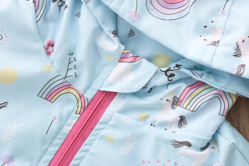 Jachetă pentru copii 2025: Curcubeu-Unicorn cu glugă și fermoar - Colecția de îmbrăcăminte pentru copii