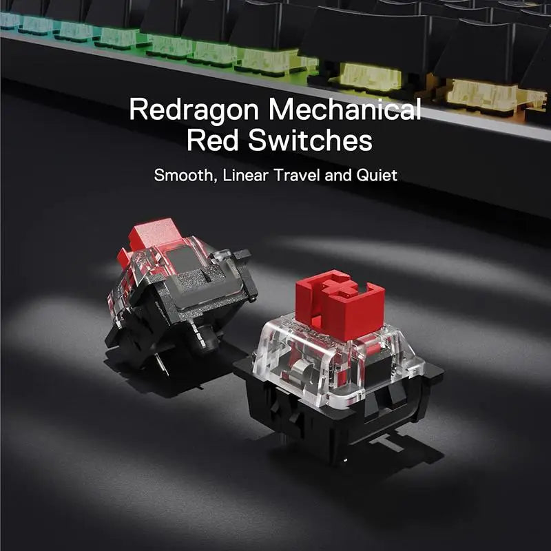 Gaming-Tastatur 2025: Redragon K556 PRO Wireless RGB BT/2.4GHz Mechanisch Hot-Swap Red Switch Collection