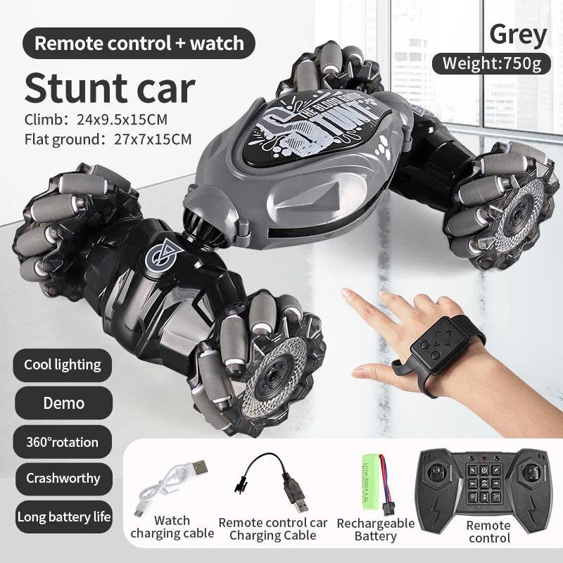 Mașină RC 4x4 cu telecomandă, cărucior cu gesturi detectabile, 1/12, RC Drift Car cu lumină LED, deformare, jucării inedite pentru copii