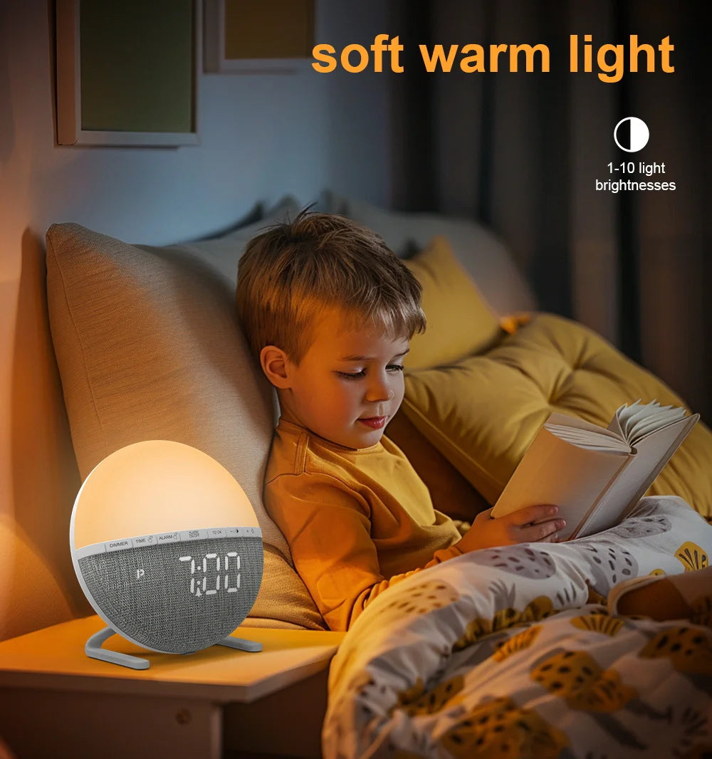Sunrise Alarm Clock Wake Up Light Clock Night Light Sunrise Sunset Simulation Digital Clock Desk Clocks