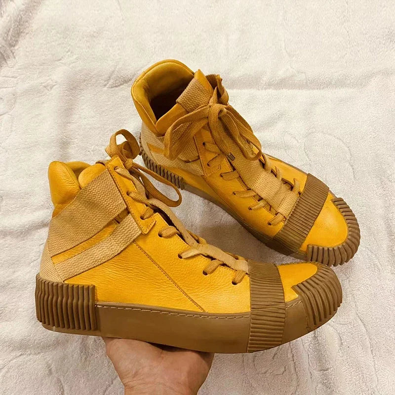 Ghete Black Street Original Design Goodyear Patchwork - Parte superioară din piele, talpă din cauciuc, mărimi 40–46