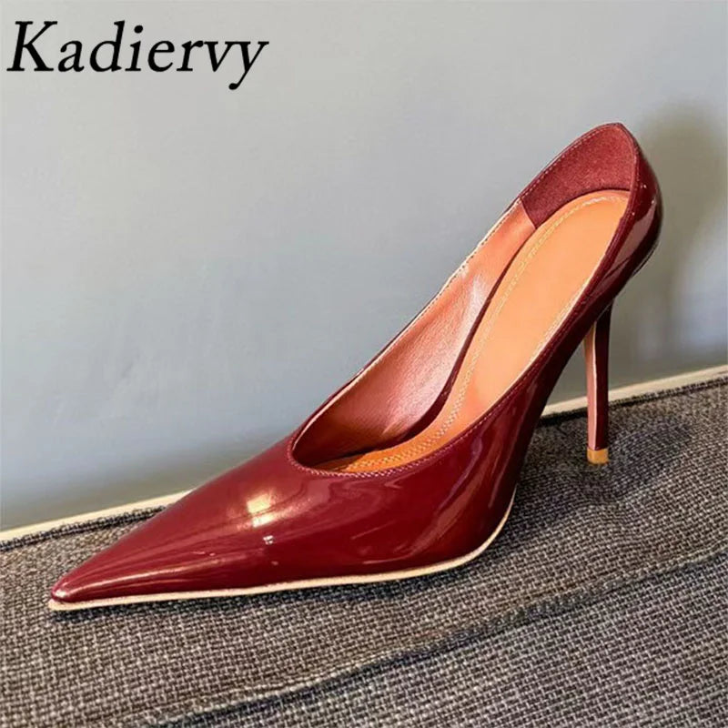 Kadiervy Pumps Spitz Slip On - Lackleder 10 cm Stiletto