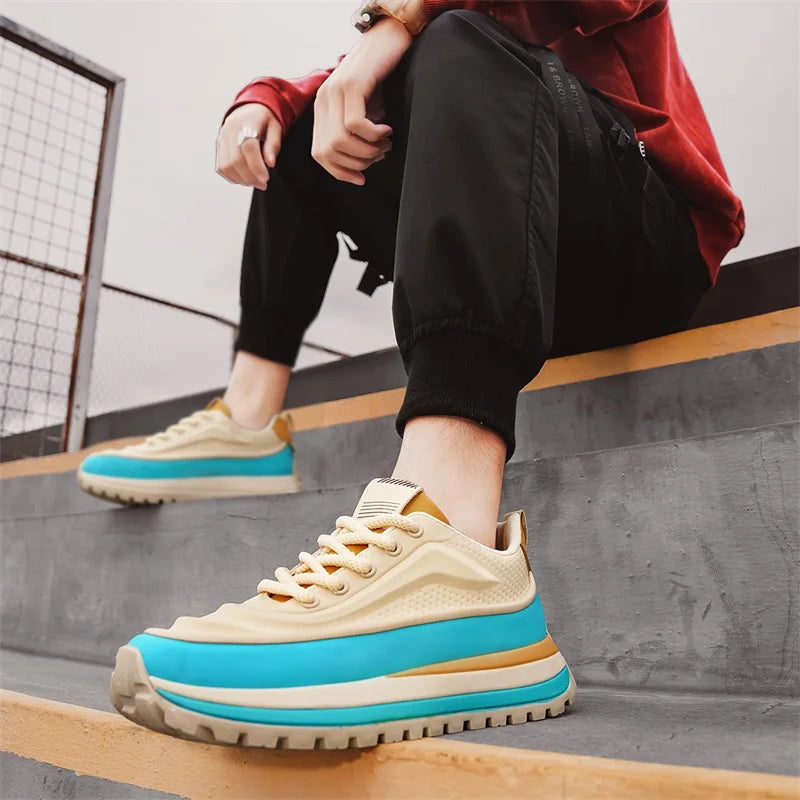 Men Shoes Platform Male Sneakers Fashion Thick Soles Casual Sport Shoes Breathable Height Increased Athletic Shoes Walking Shoes