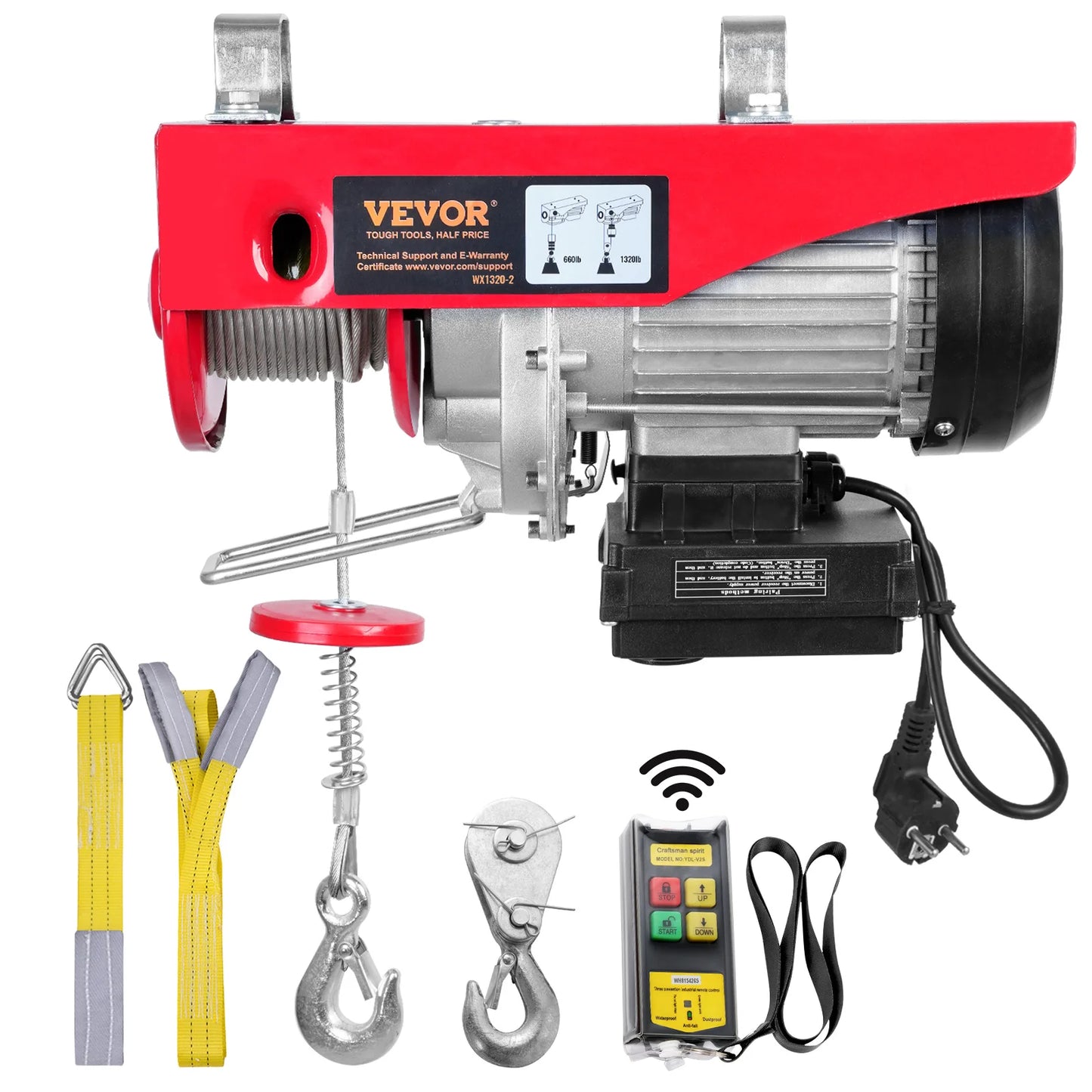 VEVOR 400-1000kg Elektrischer Palan Hebezeug Kabelhaspel Winch für Boot Auto Garage Aufzug mit Wired Remote Control Lifter