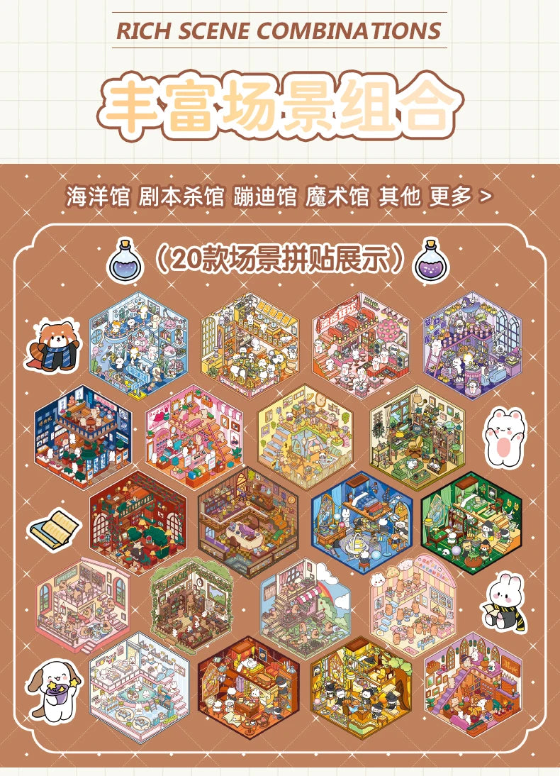 Kawaii 20in1 3D Cartoon Aufkleber - DIY, 190x135mm