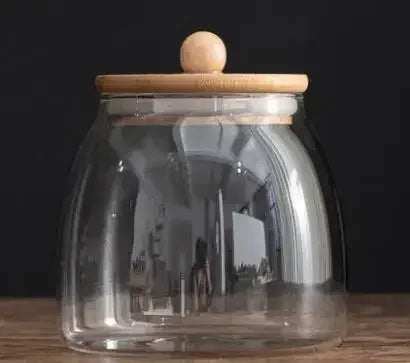 Spherical Glass Food Storage Container with Cork Lids Large Capacity Sealed Glass Bottles Pot Jar for Kitchen Organizer tools - Golden Bridge Store