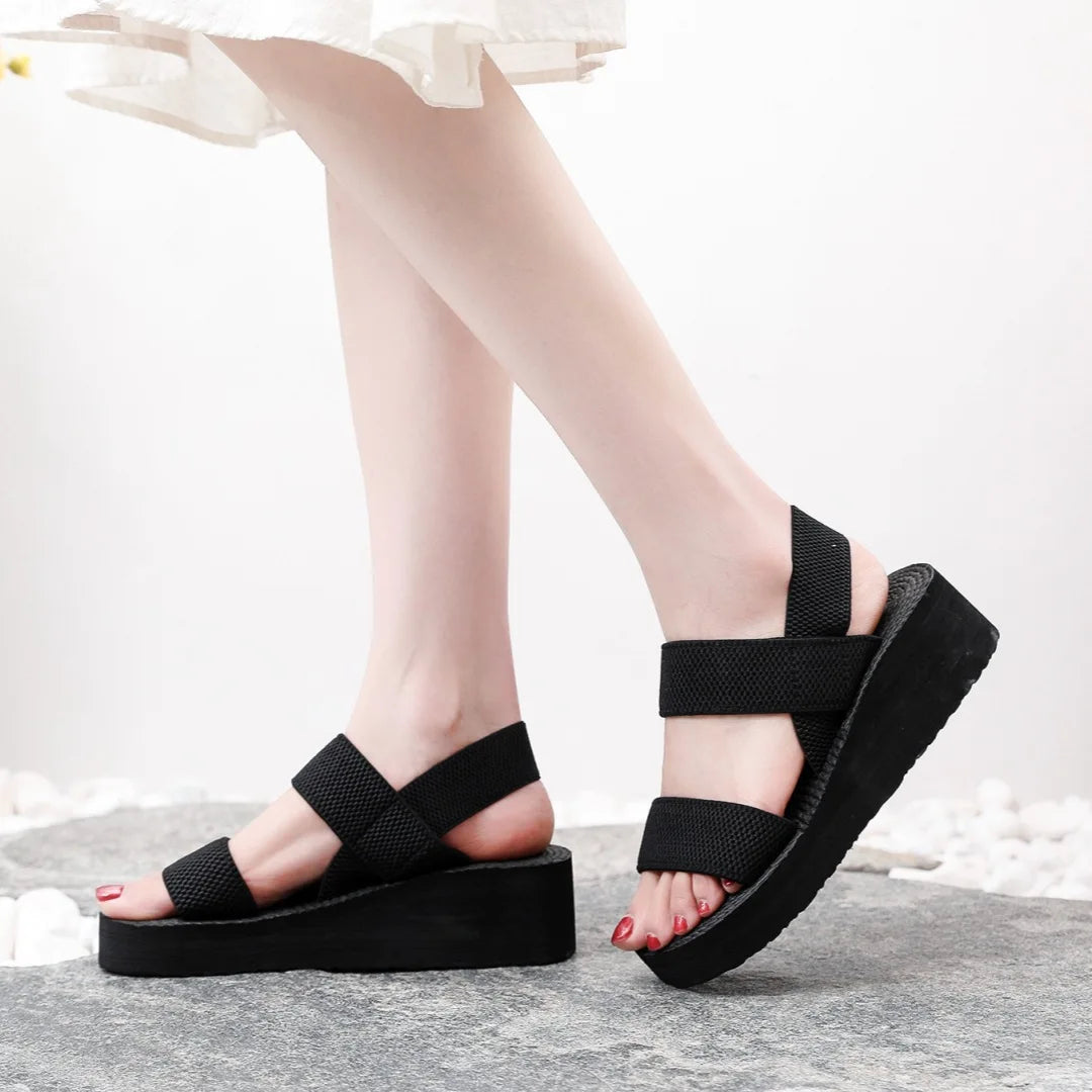 Neue minimalistische Slingback-Wedgesandalen Outdoor-Sommer-Leichtgewicht-Slides-Einheitsfarbe-Dicker-Boden-Damen-Schuhe-Frauen-Sandalen