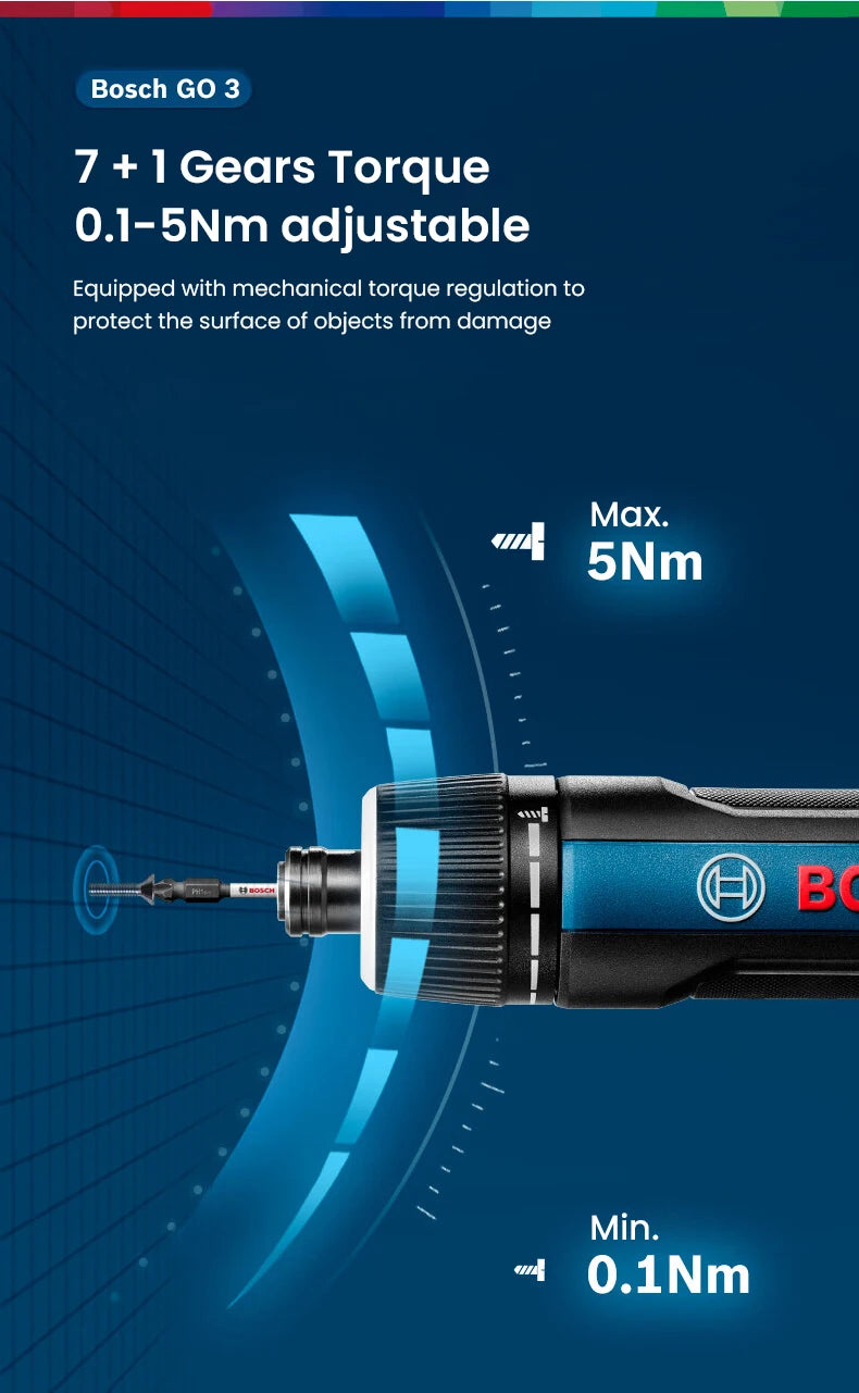 Bosch GO 3 /GO2 Cordless Screwdriver 3.6V Rechargeable Electric Screw Driver Multi-Function Drill Repairing Power Tools Kit GO 2