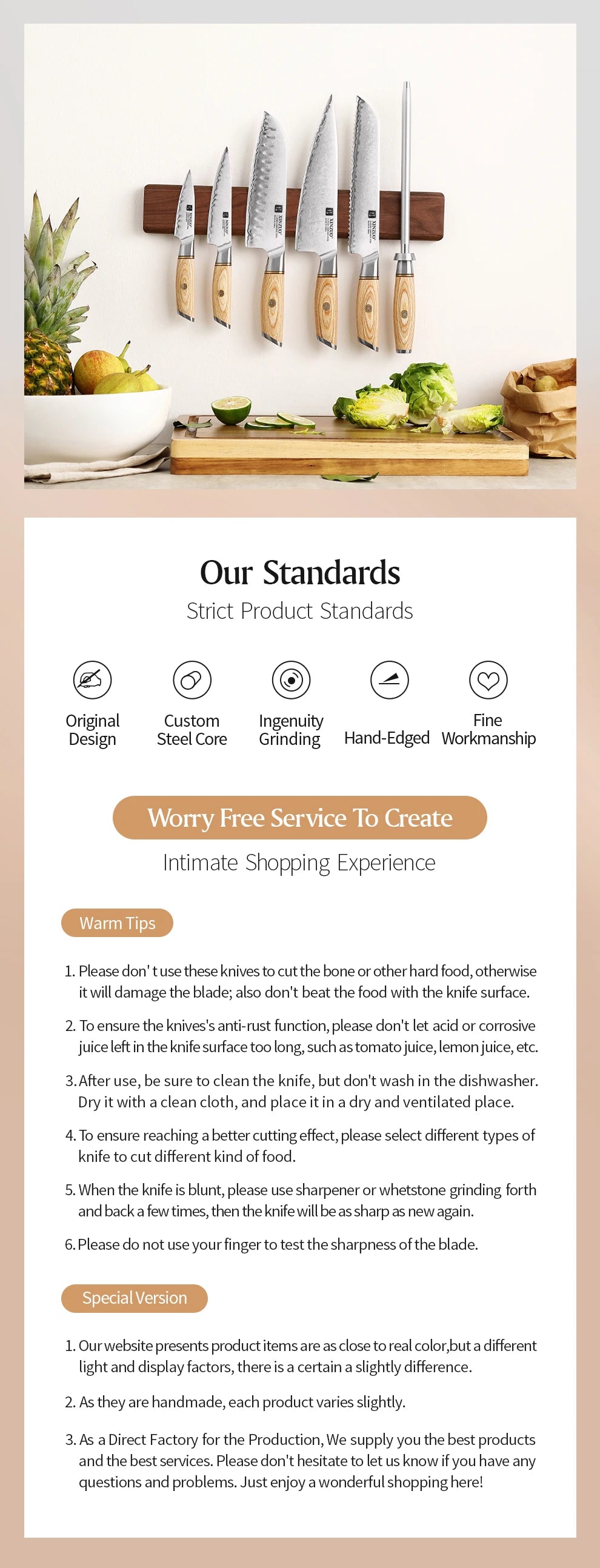 XINZUO 1-6PCS Pro Kitchen Knife Set – 10Cr15CoMoV Steel Core Blades & Japanese Pakkawood Handle for Ultimate Precision