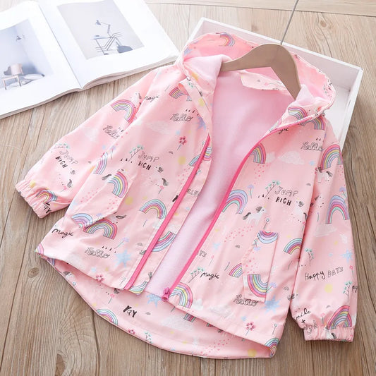 Kinder-Jacke 2025: Rainbow-Unicorn Hooded-Zipper - Kids Outerwear Collection